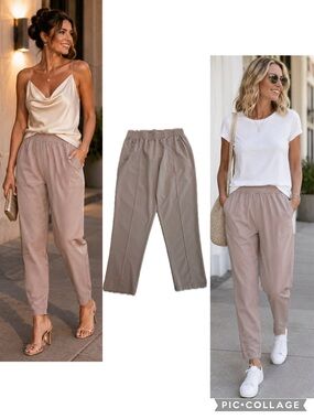 Seduction Dusty Blush Pink Pull-On Tapered Ankle Pants Size Large